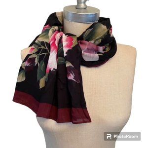 J. Jill Floral Square Scarf Bordeaux Print 40"